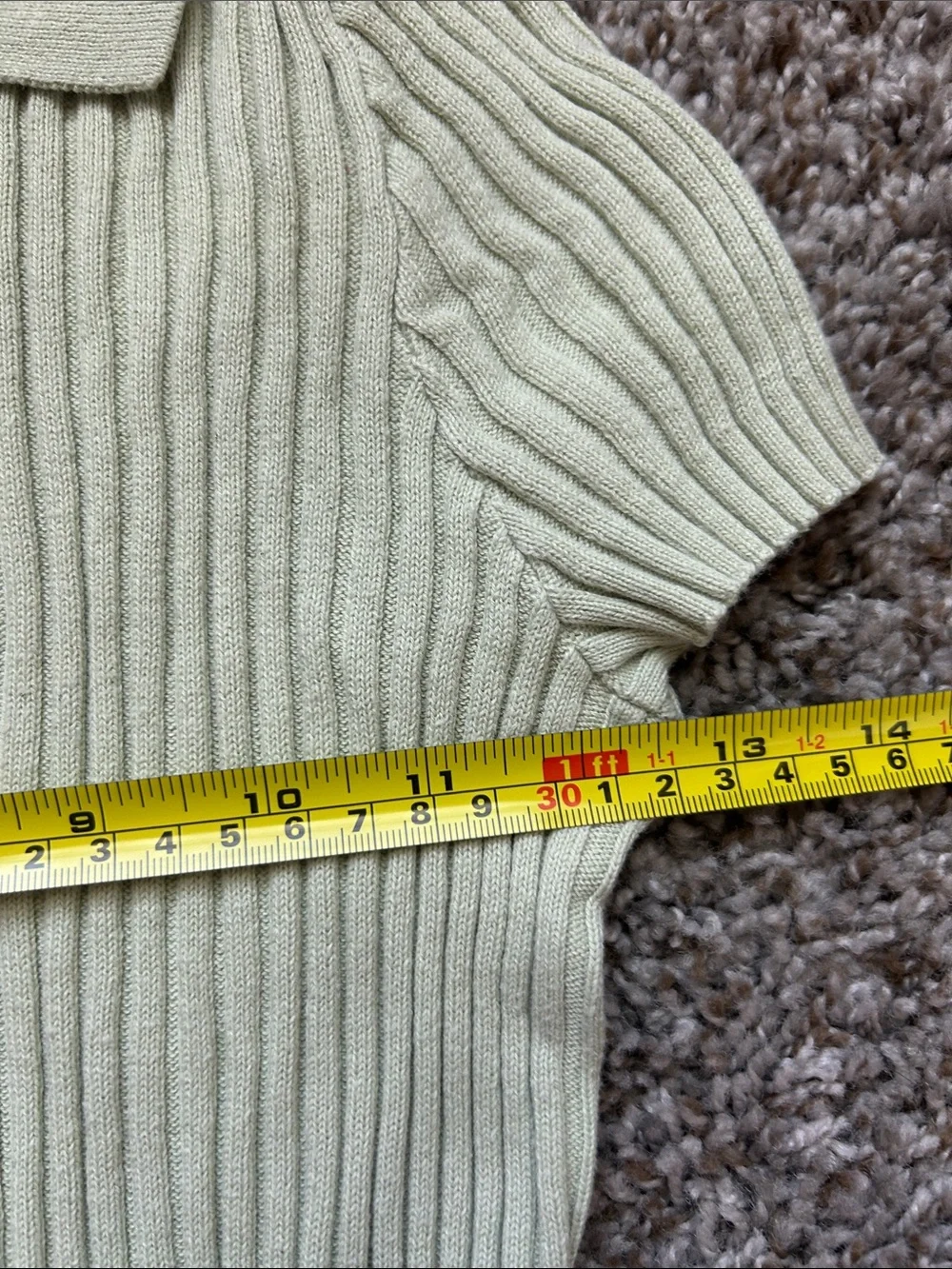 Brandy Melville Light Green Ribbed Polo Crop Sweater Top